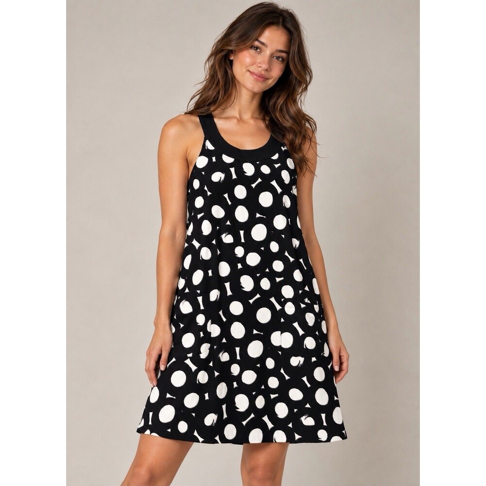 Dressbarn Women’s Size 12 Black White Polka Dot Sleeveless Shift Dress
